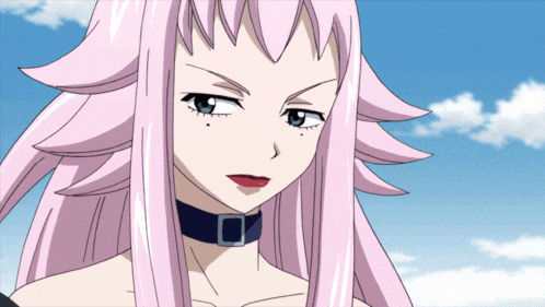 a girl with pink hair and a black choker