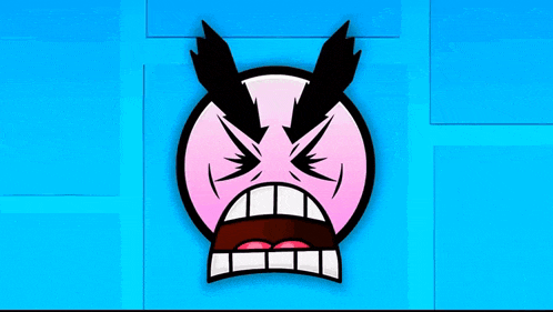 a cartoon character with a very angry face