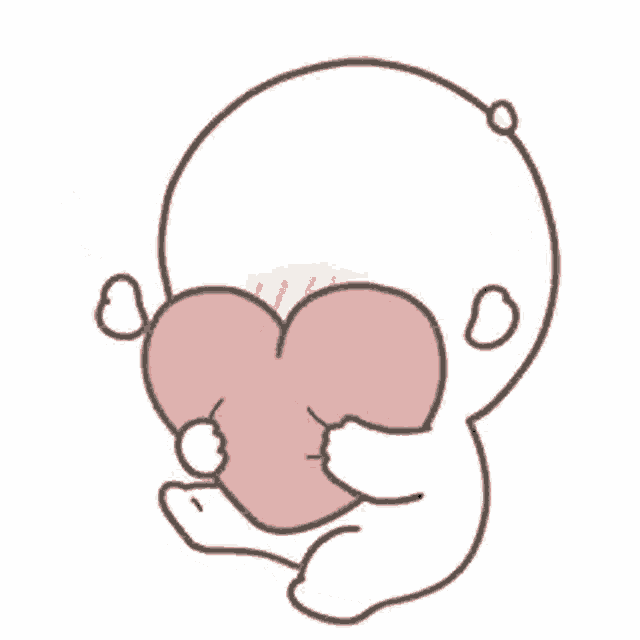 a cartoon of a person holding a heart in front of their face .