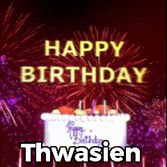 a happy birthday thwasien greeting card with fireworks in the background
