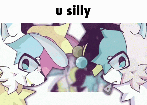 a couple of cartoon characters with the words u silly on the bottom