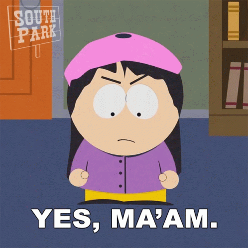 Yes Maam Wendy Testaburger GIF - Yes Maam Wendy Testaburger South Park GIFs