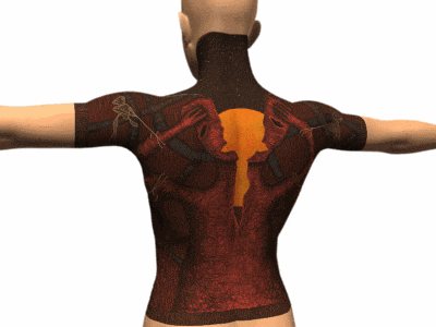 a man with a tattoo on his back that looks like a dragon