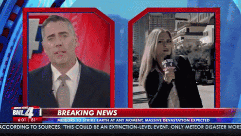 a man and a woman are on a breaking news screen