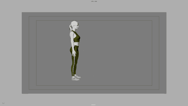 a 3d model of a woman walking with a gray background
