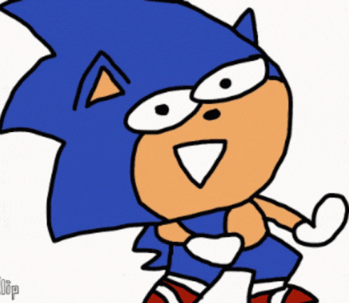 a cartoon drawing of a sonic the hedgehog with glasses on