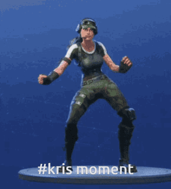 a video game character is dancing with the words #kris moment behind him