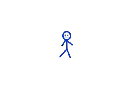 a stick figure is standing in the middle of a black and white maze .
