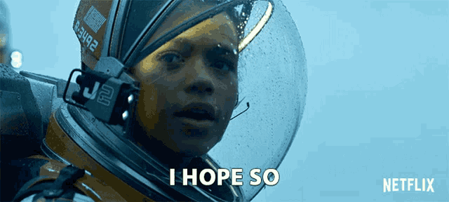 a person wearing a helmet that says i hope so on it