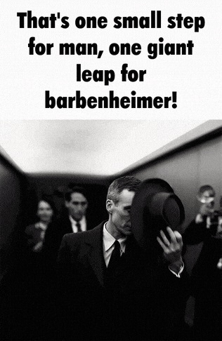 a black and white photo of a man in an elevator with the caption that 's one small step for man one giant leap for