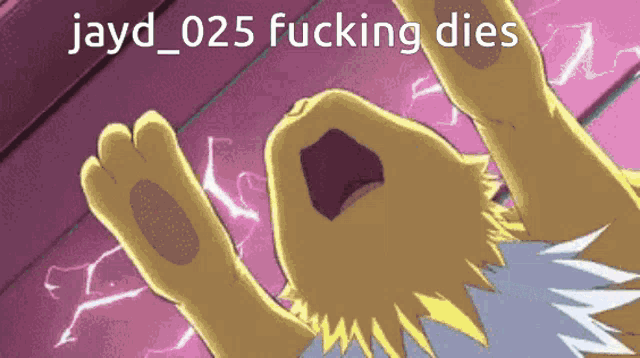 a cartoon of a dog with the words jayd_025 fucking dies at the bottom