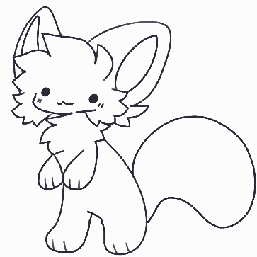 a black and white line drawing of a fox with a long tail .