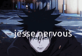 a picture of a person with the words jesse nervous written above them