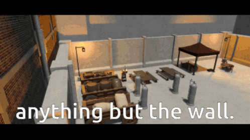 a screenshot of a video game with the words anything but the wall