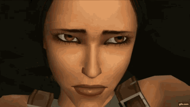 a close up of a woman 's face with the website gifs.com in the corner