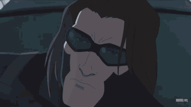 a cartoon of a man wearing glasses and a mask with a marvel hq watermark