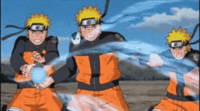 a group of anime characters are fighting each other and one of them is wearing a helmet with the letter g on it