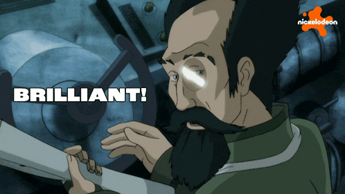 a man with a beard is holding a piece of paper and the words brilliant are above him