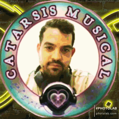 a picture of a man in a circle with the words catarsis musical