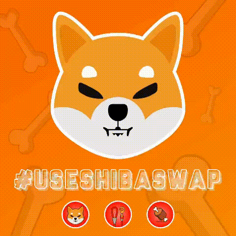 a poster with a shiba inu and the words " useshibaswap " on the bottom