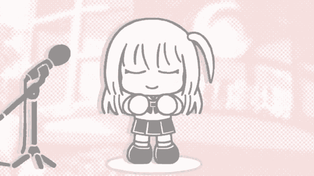 a cartoon of a girl singing into a microphone on a pink background