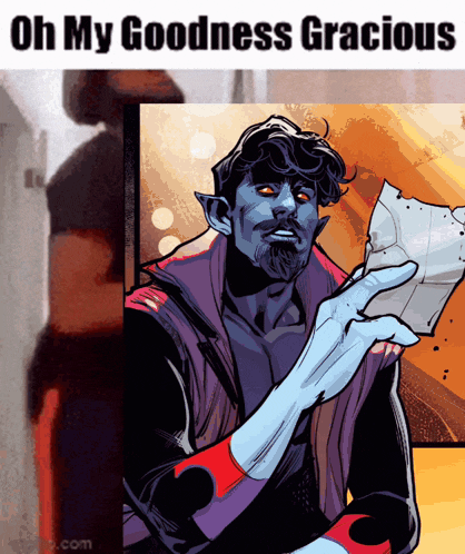 a comic book character with the words oh my goodness gracious