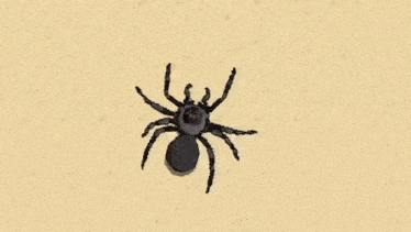 a spider is crawling on a sandy surface in a pixel art drawing