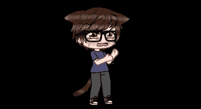 a drawing of a boy with glasses and a tail