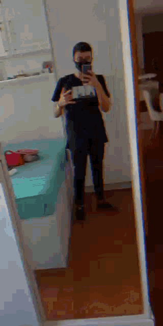 a man taking a selfie in front of a mirror