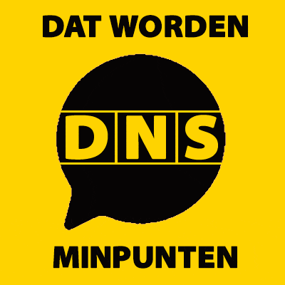 a yellow sign with a speech bubble that says dnk minpunten