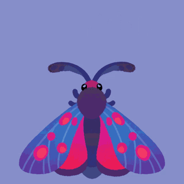 a purple moth with red spots on its wings against a purple background