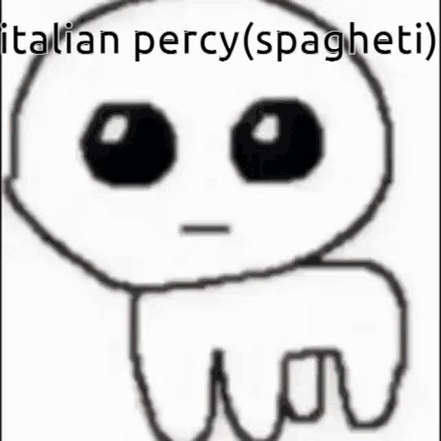 a drawing of an alien with the words italian percy spaghetti