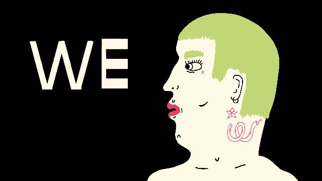 a cartoon drawing of a man with the word love in pink letters
