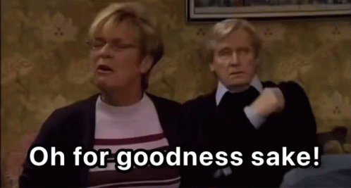 Deirdre Shouting Oh For Goodness Sake With Ken In The Background Facepalming Coronation Street GIF