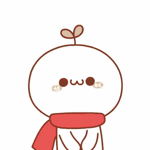 a cartoon character is wearing a red scarf and holding a heart in his hand .
