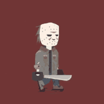 a cartoon of jason voorhees wearing a hockey mask and holding a scythe .