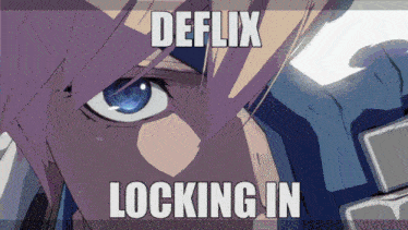 a close up of a person 's face with the words deflix locking in