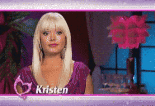a woman with blonde hair and the name kristen on the bottom