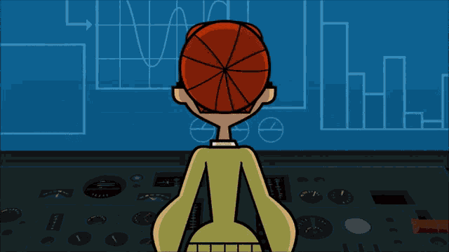a cartoon character with red hair is making a funny face