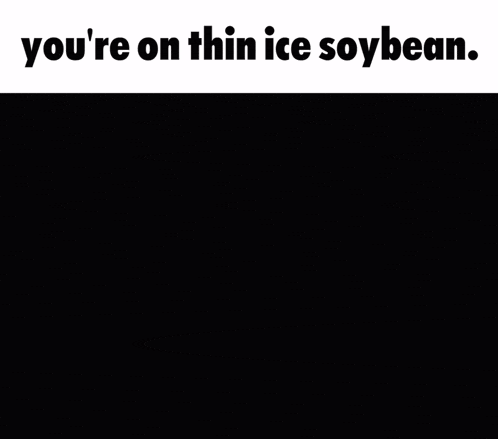 a picture of a girl with the words " you 're on thin ice soybean " on the bottom
