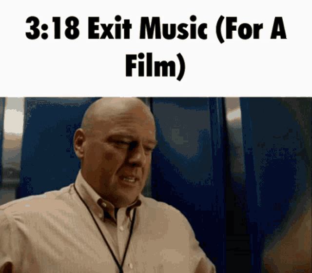 a man in an elevator with 3:18 exit music for a film