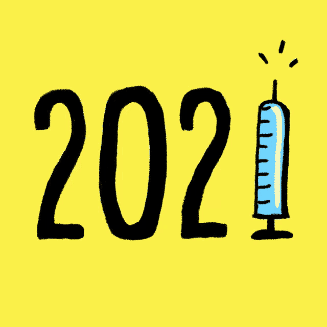 a drawing of a syringe with the number 2021 on it