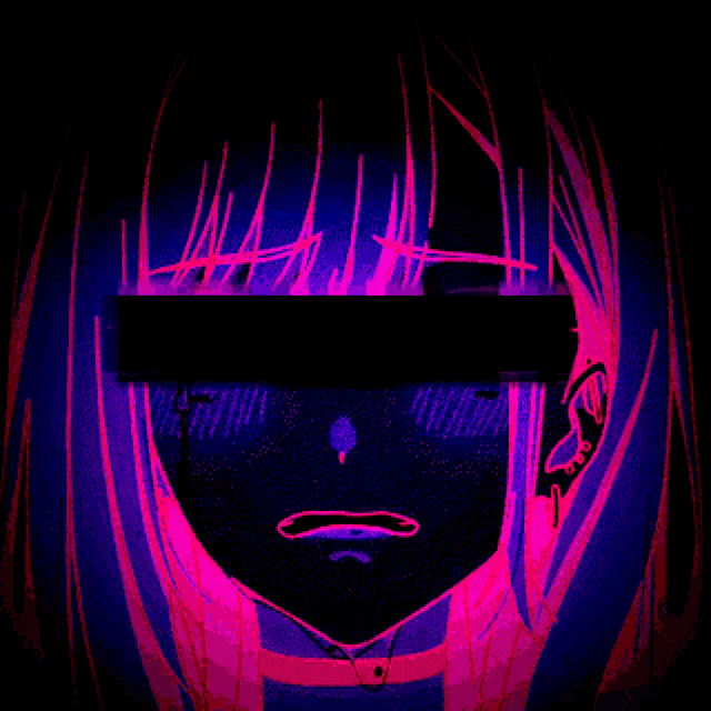 a pixel art of a girl 's face with a black border