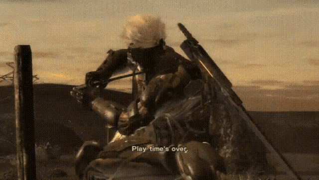 a screenshot of a video game with the words play time 's over at the bottom