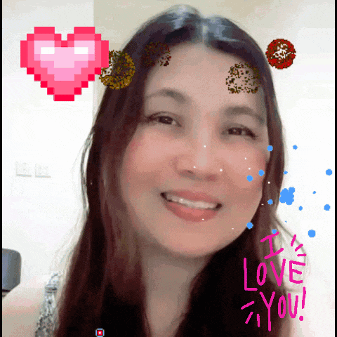 a woman with a pixelated heart and the words " i love you "