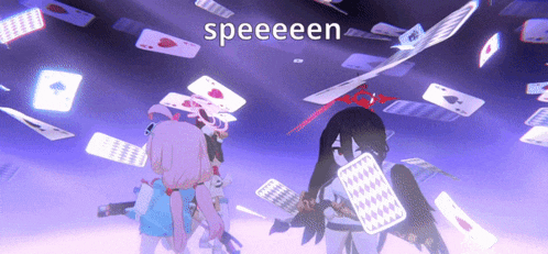 the word speeeeen is on the purple background