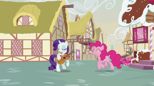 pinkie pie and rarity are in a cartoon scene