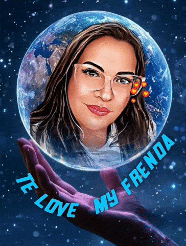 a drawing of a woman with the words " te love my frenda " below her