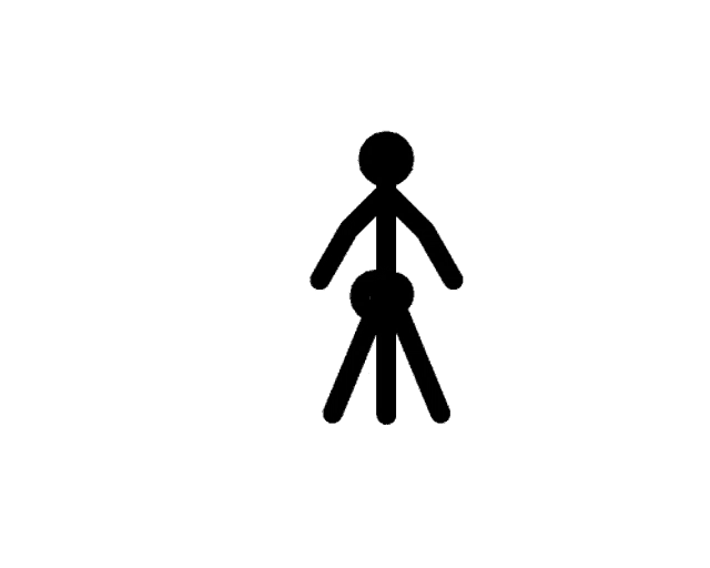 a stick figure is falling off of a car with a key in the window .