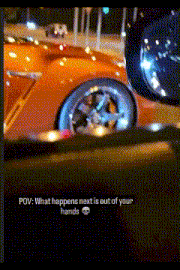 a blurred image of a car with a caption that says " what happens next is out of your hands "